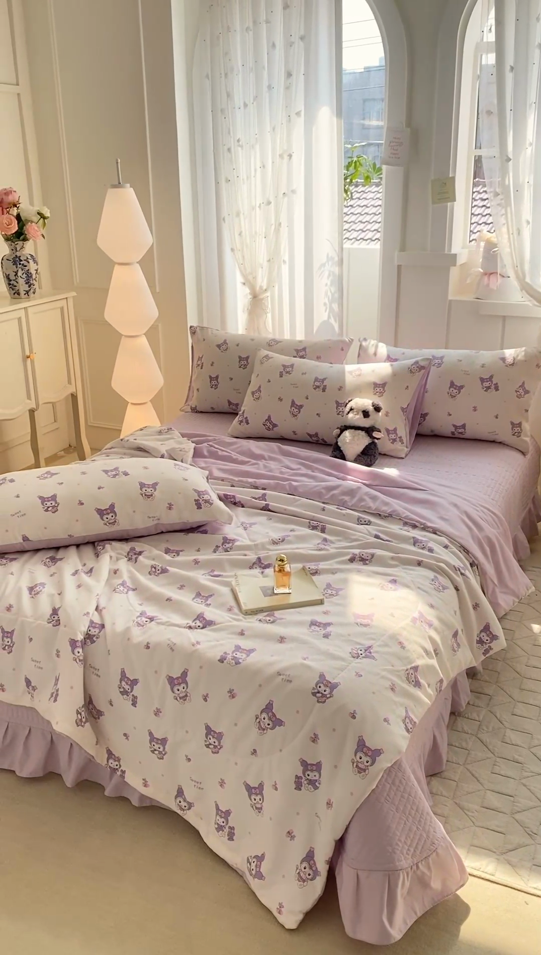 91家纺网 家纺一手货源 找家纺 2025新款针织双层纱夏被床盖四件套单夏被单床盖单品 甜心库洛米