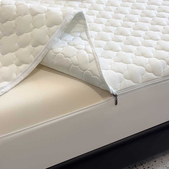 91家纺网 家纺一手货源 找家纺 叠派家纺 2025新款5A抗菌A类夹棉床笠经典款防水款系列 白色-梅花经典款