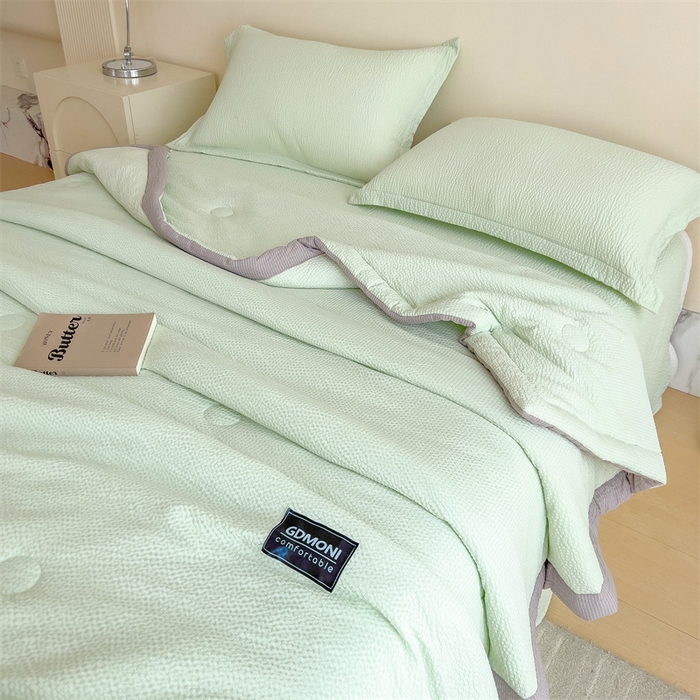 91家纺网 家纺一手货源 找家纺 宝士康家纺 2025新款10A抗菌泡泡棉大豆夏被 被子被芯 绿色