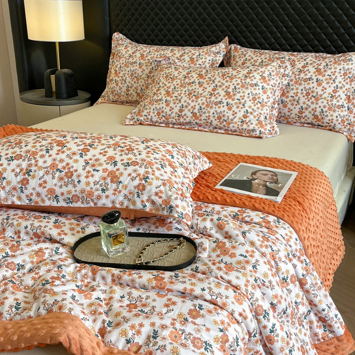 91家纺网 家纺一手货源 找家纺 宝士康家纺 2025新款10A抗菌双层纱豆豆绒夏被 小雏菊