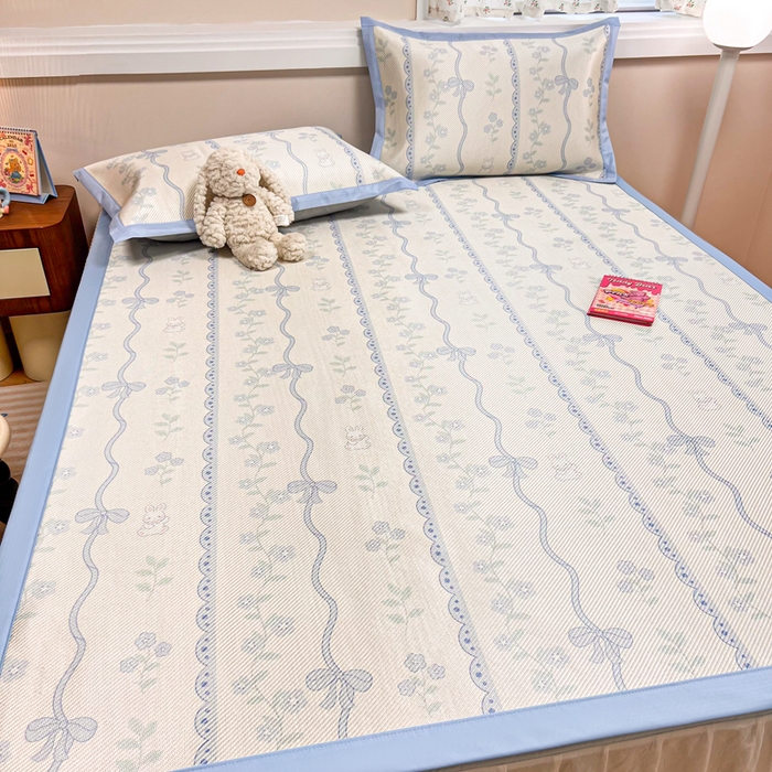 91家纺网 家纺一手货源 找家纺 慕尚家纺 2025新款数码印花床席床笠款冰藤席 床席款-高冷兔