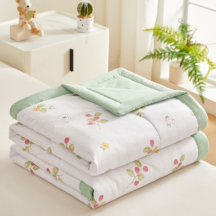 91家纺网 家纺一手货源 找家纺 海洋家纺 2025款水洗棉纯棉花夏凉被全棉花印花夏被空调被薄被子 盛夏果实