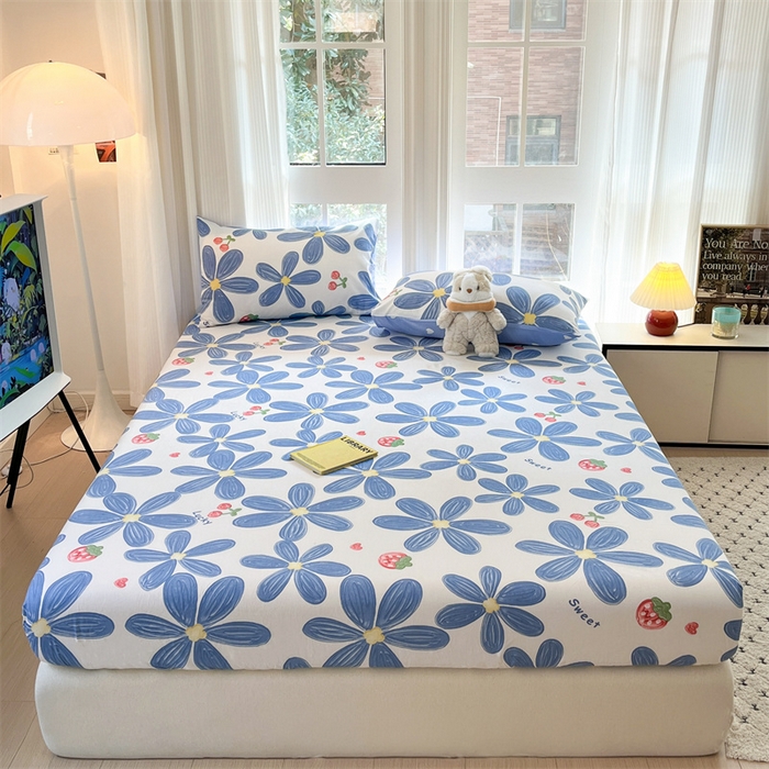 91家纺网 家纺一手货源 找家纺 宝士康家纺 2025新款10A抗菌全棉印花床笠 小情调