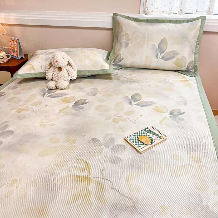 91家纺网 家纺一手货源 找家纺 慕尚家纺 2025新款数码印花床席床笠款冰藤席 床席款-墨染