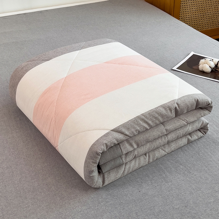 91家纺网 家纺一手货源 找家纺 宝士康家纺 2025新款10A抗菌无印风夏被 被子被芯 桃玉粉