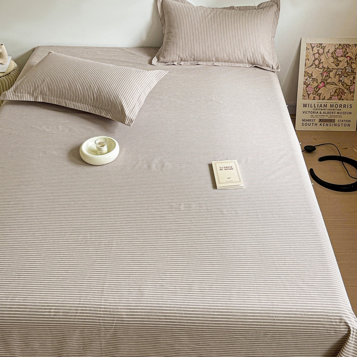 91家纺网 家纺一手货源 找家纺 久云居 2025新款亲肤舒适全棉色织防水床单 米艳条