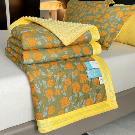 宝士康家纺 2025新款10A抗菌双层纱豆豆绒夏被 郁金香