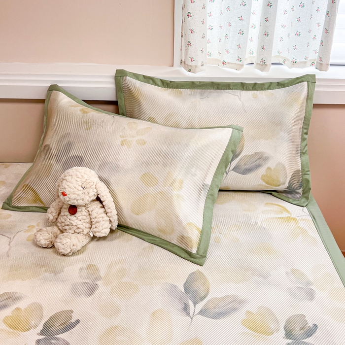 91家纺网 家纺一手货源 找家纺 慕尚家纺 2025新款数码印花床席床笠款冰藤席 床席款-墨染