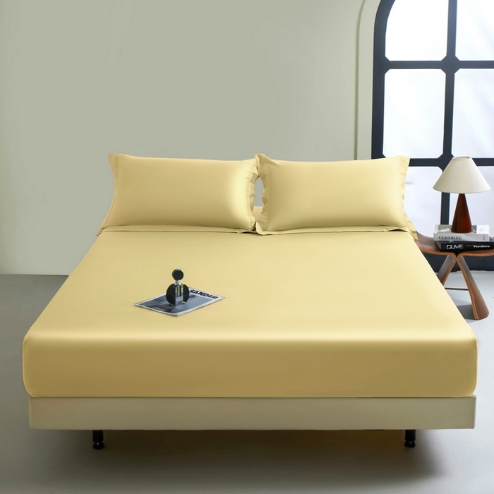 91家纺网 家纺一手货源 找家纺 秀色家纺 2024新品 A类100支双股长绒棉单品床笠 梦易-奶茶米