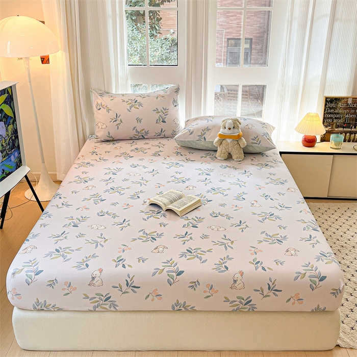 91家纺网 家纺一手货源 找家纺 宝士康家纺 2025新款10A抗菌全棉印花床笠 兔兔乐园