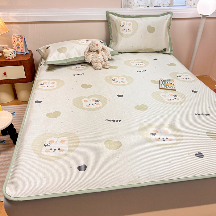 91家纺网 家纺一手货源 找家纺 慕尚家纺 2025新款数码印花床席床笠款冰藤席 床笠款-兔卷卷