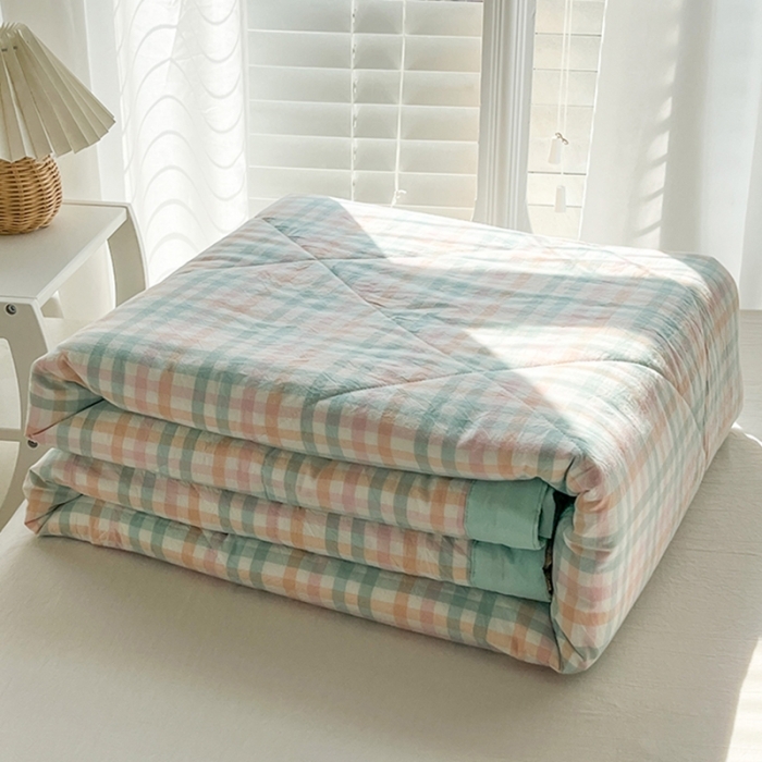 91家纺网 家纺一手货源 找家纺 （总）天瑜  2024全棉A类色织水洗棉夏被棉花芯纯棉夏凉被空调被