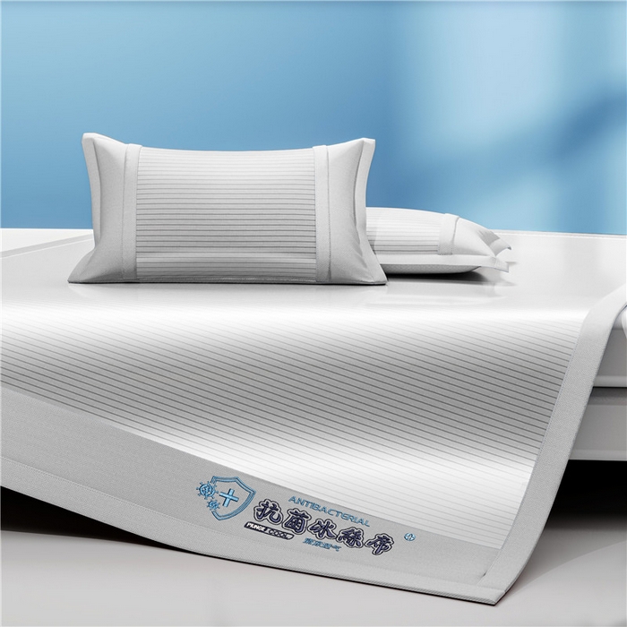 91家纺网 家纺一手货源 找家纺 2025新款清凉舒适负离子抗菌冰丝席凉席席子 抗菌灰色