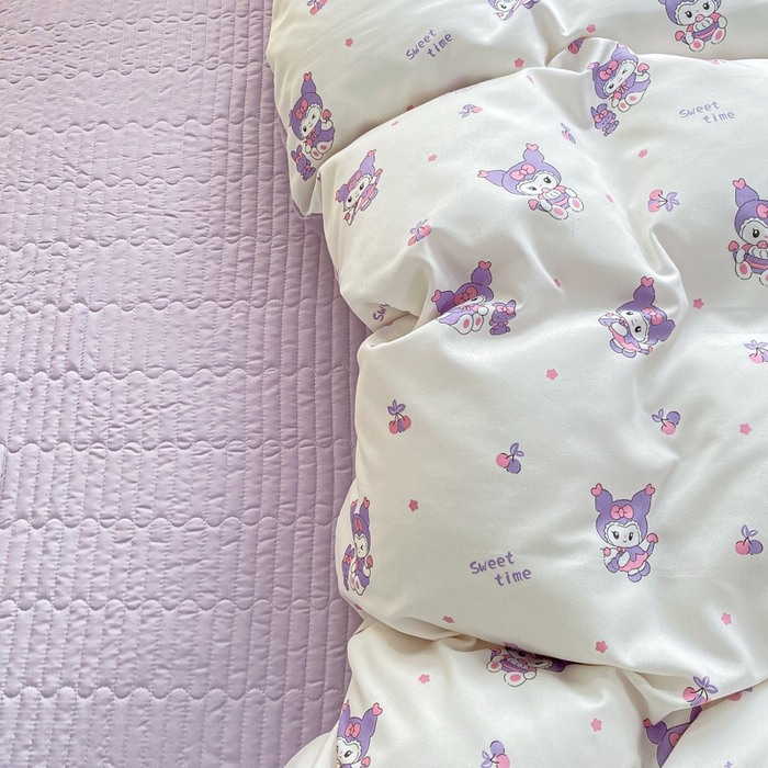 91家纺网 家纺一手货源 找家纺 2025新款针织双层纱夏被床盖四件套单夏被单床盖单品 甜心库洛米