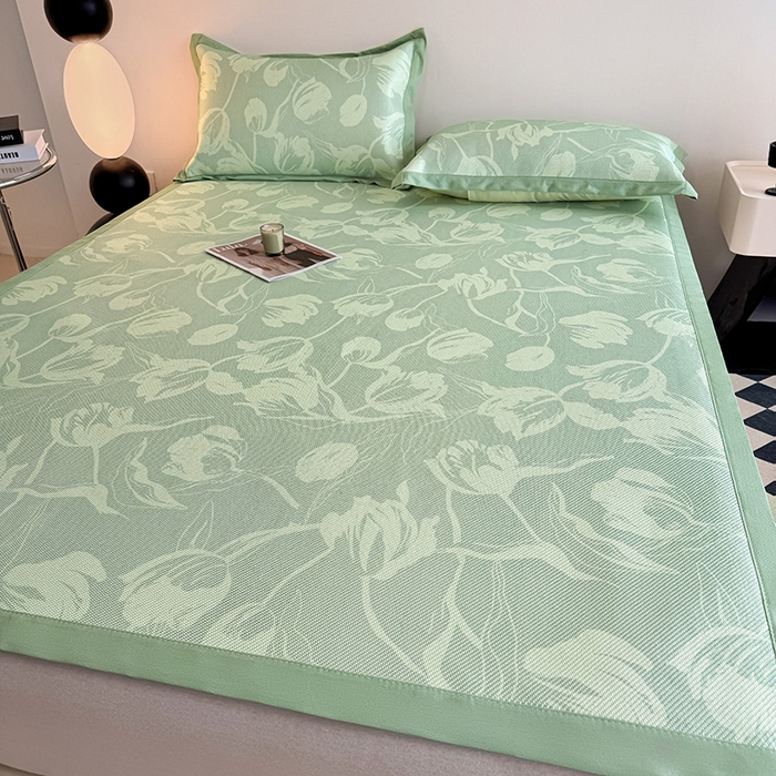 91家纺网 家纺一手货源 找家纺 格真2025新款简约印花冰藤席席子凉席 灵动