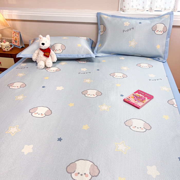 91家纺网 家纺一手货源 找家纺 慕尚家纺 2025新款数码印花床席床笠款冰藤席 床席款-酷奇