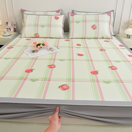 91家纺网 家纺一手货源 找家纺 （总）简一 2025新款A类碳光印花数码冰丝凉席系列-床笠款