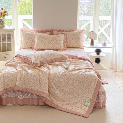 91家纺网 家纺一手货源 找家纺 （总）2025新款直播热款A类针织棉双层纱床盖款夏被四件套