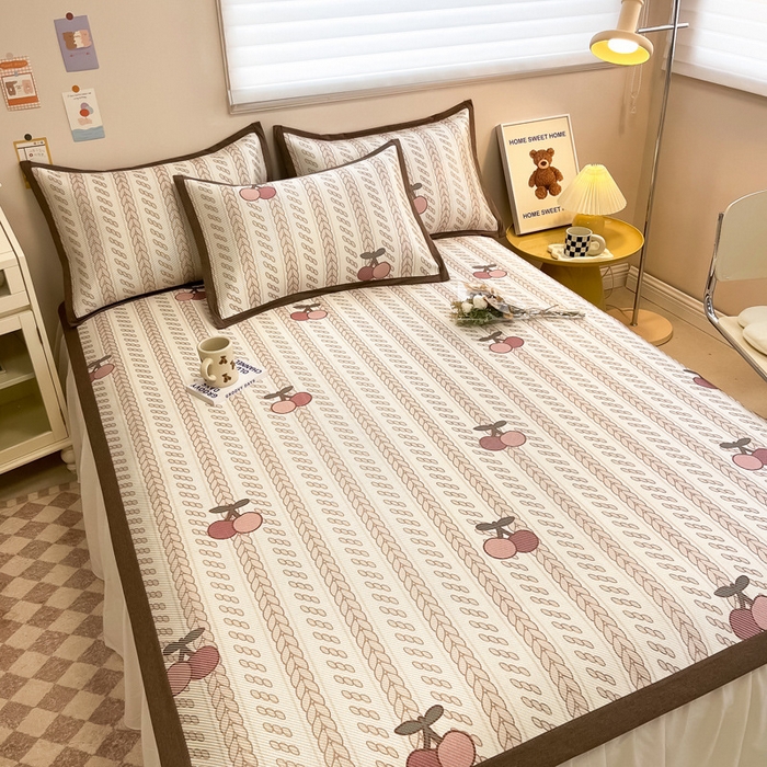 91家纺网 家纺一手货源 找家纺 2025新款懒猫600D数码印花冰藤凉席 硕果