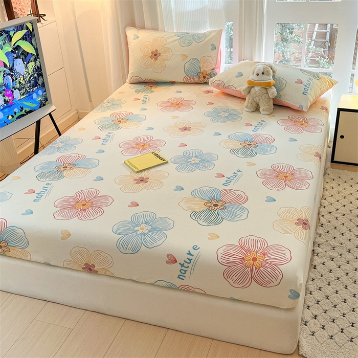 91家纺网 家纺一手货源 找家纺 宝士康家纺 2025新款10A抗菌全棉印花床笠 缤纷