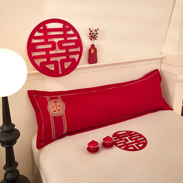 91家纺网 家纺一手货源 找家纺 三盛源 2025新款不起球高支高密不掉色长枕套 长枕套-喜结良缘