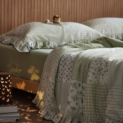 91家纺网 家纺一手货源 找家纺 （总）安莱生活 2025新款全棉精梳棉双层纱绉纱数码印花夏凉被