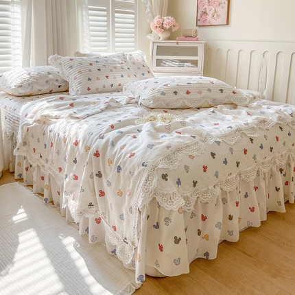 91家纺网 家纺一手货源 找家纺 网红馆（ck家纺） 2025新款天丝印花夹棉床盖夏被四件套 米多奇