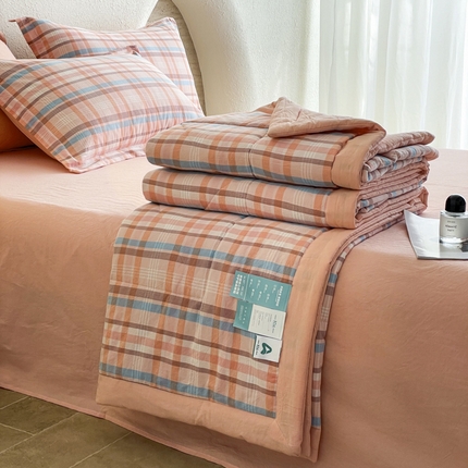 宝士康家纺 2025新款10A抗菌无印风夏被 被子被芯 英伦粉