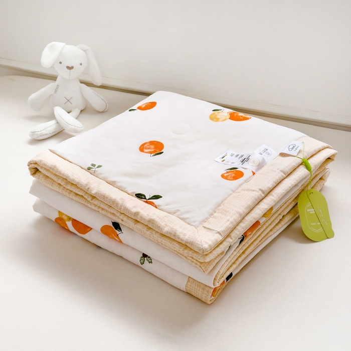 91家纺网 家纺一手货源 找家纺 曲之慕新款13372里外全棉夏被 橘里橘气