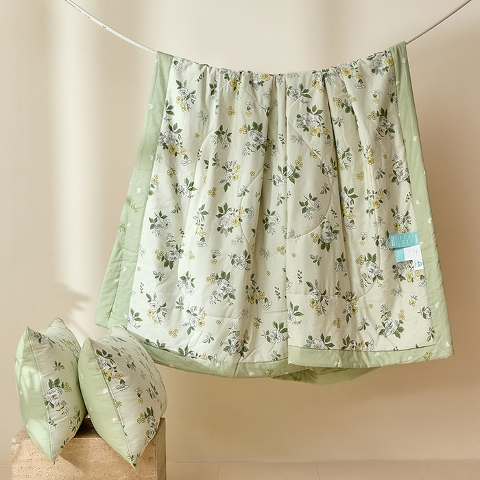 91家纺网 家纺一手货源 找家纺 宝士康家纺 2025新款10A抗菌全棉夏被四件套（床单款） 花香雪