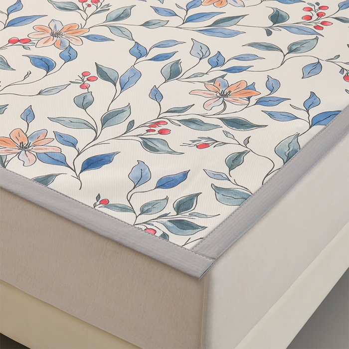 91家纺网 家纺一手货源 找家纺 简一 2025新款A类碳光印花数码冰丝凉席系列-床单款 花枝招展