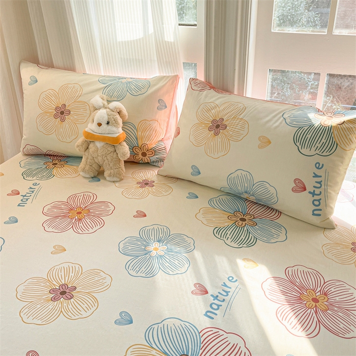 91家纺网 家纺一手货源 找家纺 宝士康家纺 2025新款10A抗菌全棉印花床笠 缤纷