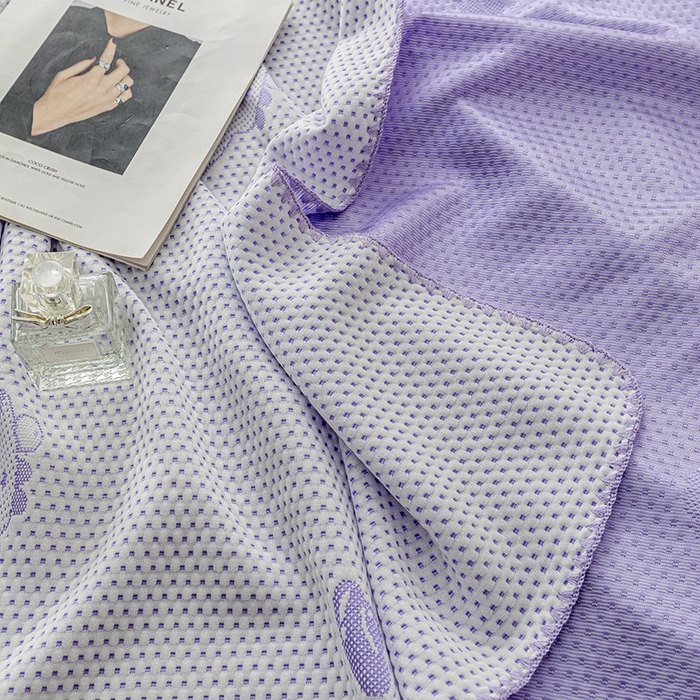 91家纺网 家纺一手货源 找家纺 梦尚舒 2025新款直播热款凉感针织提花盖毯子夏被贝壳边空调被 卡皮巴拉-紫