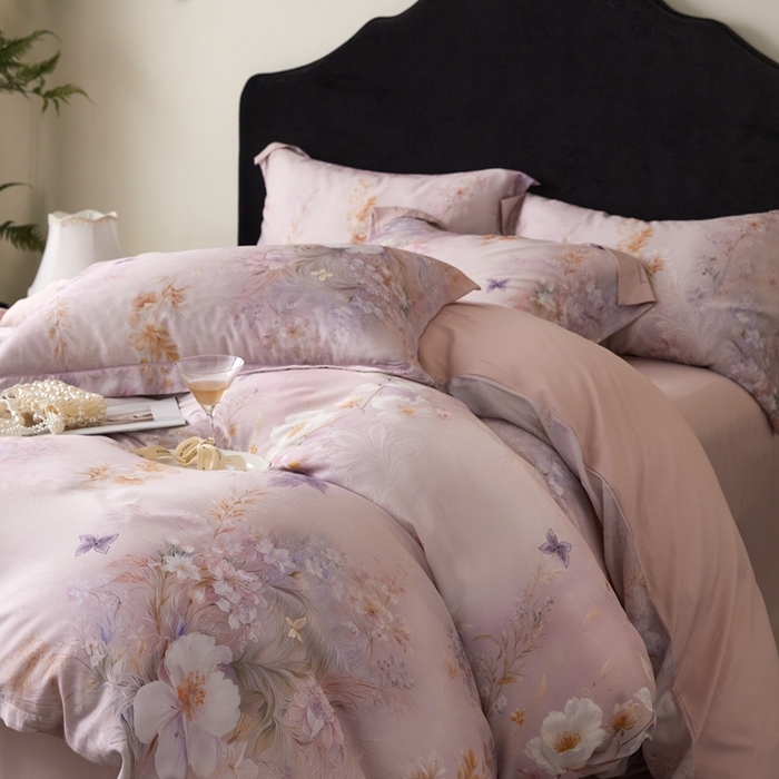 91家纺网 家纺一手货源 找家纺 金奇达家纺 2025新款竹玉清丝四件套-雅韵【标准号全网控价（折后券后）不低于元228元】 蝴蝶仙子-粉