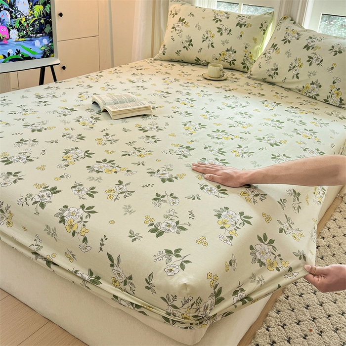 91家纺网 家纺一手货源 找家纺 宝士康家纺 2025新款10A抗菌全棉印花床笠 花香雪