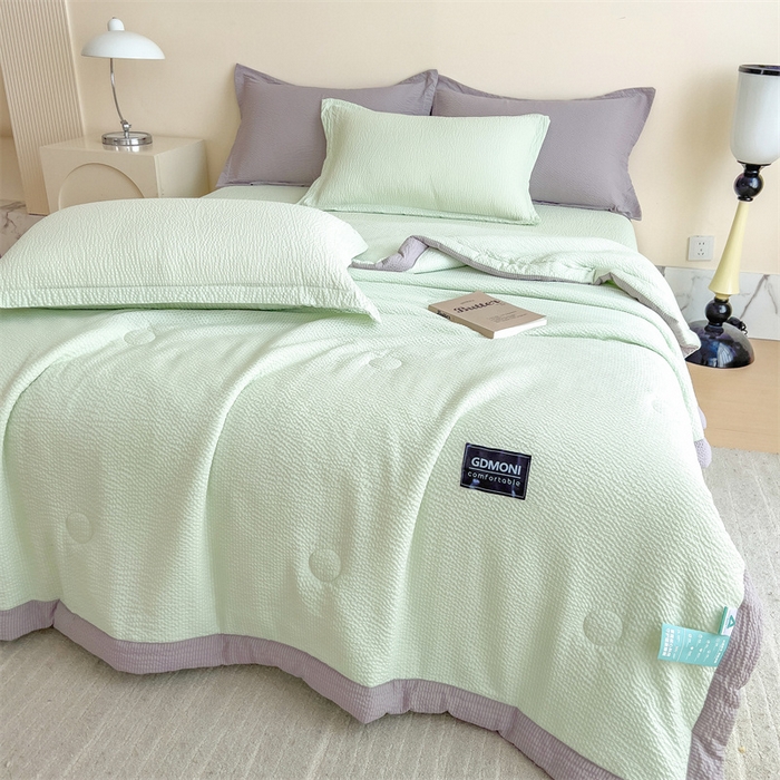 91家纺网 家纺一手货源 找家纺 宝士康家纺 2025新款10A抗菌泡泡棉大豆夏被 被子被芯 绿色