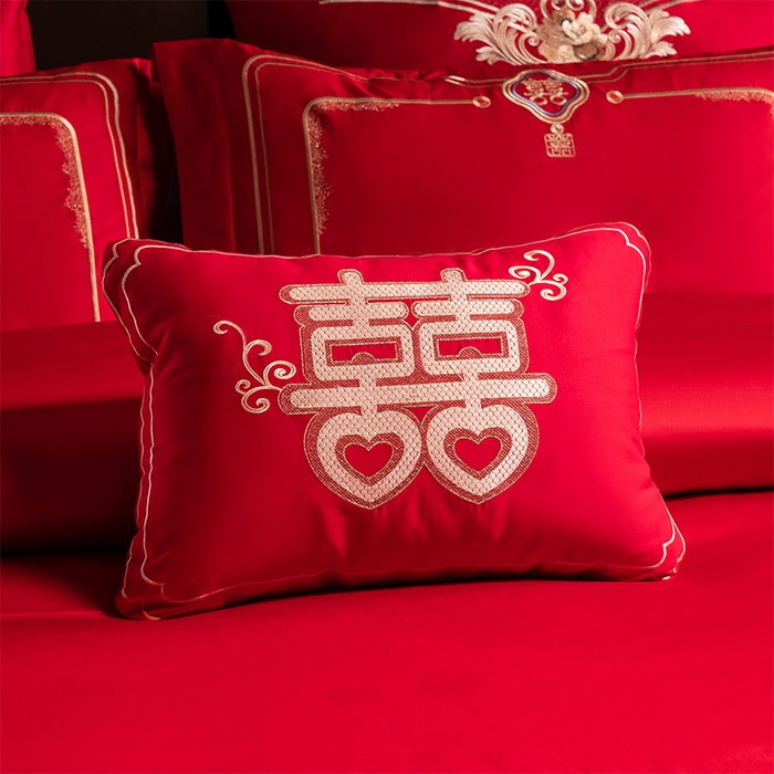 91家纺网 家纺一手货源 找家纺 博之洋婚庆 2025新款全棉长绒棉刺绣新中式婚庆系列多件套江山如画早生贵子