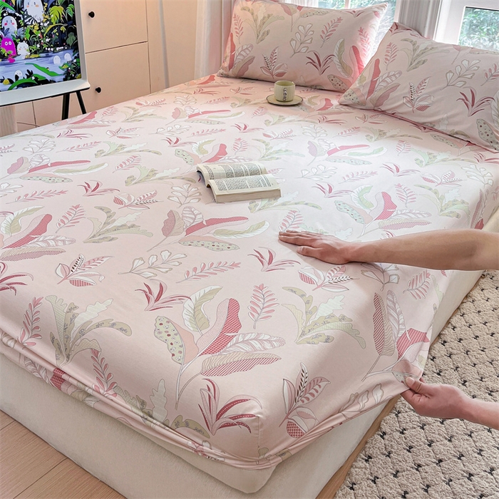 91家纺网 家纺一手货源 找家纺 宝士康家纺 2025新款10A抗菌全棉印花床笠 多巴胺粉