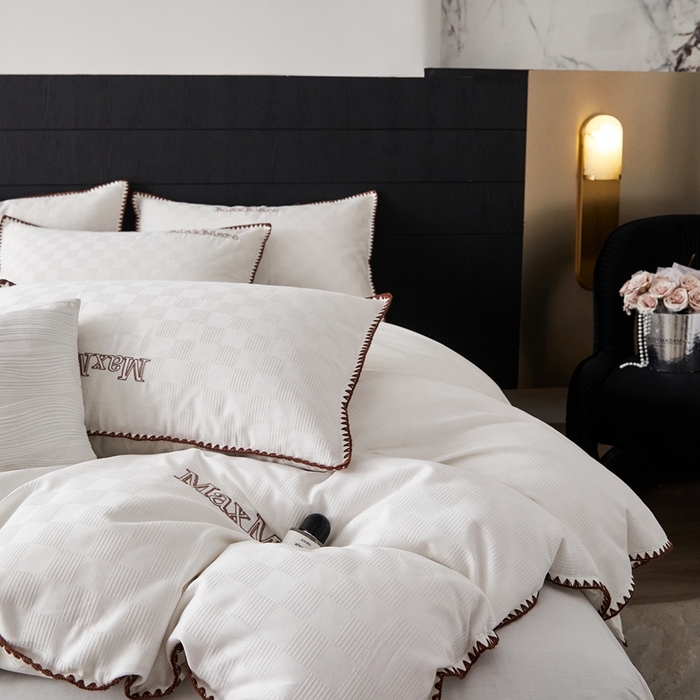 91家纺网 家纺一手货源 找家纺 苹果星家纺 2025新款全棉华夫格四件套 白