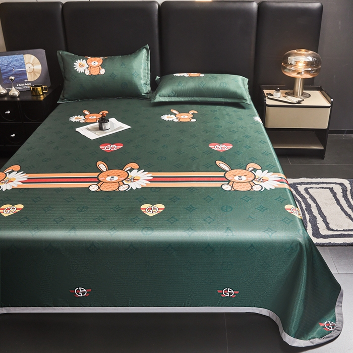 91家纺网 家纺一手货源 找家纺 有品 2025新款斜纹提花冰丝席冰丝凉席三件套 波比兔