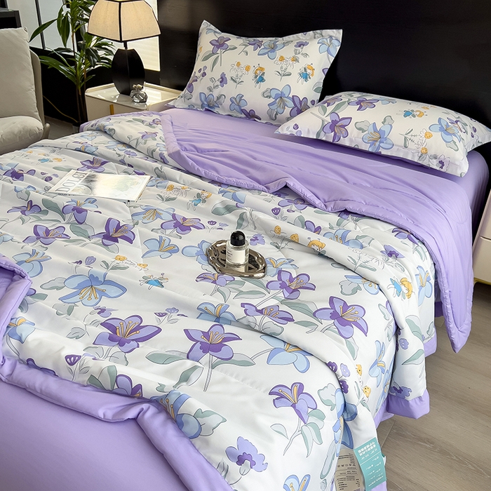 91家纺网 家纺一手货源 找家纺 宝士康家纺 2025新款10A抗菌双层纱印花夏被 花仙子