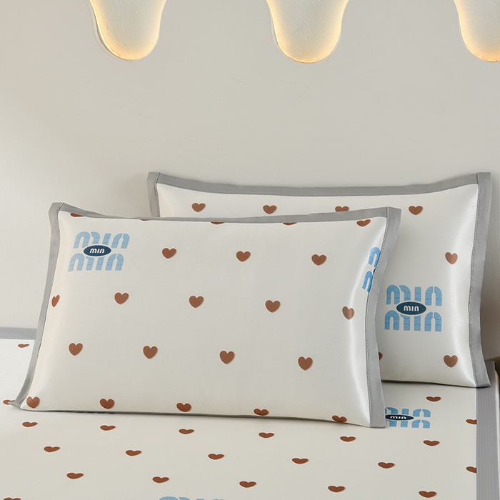 91家纺网 家纺一手货源 找家纺 简一 2025新款A类碳光印花数码冰丝凉席系列-床单款 满心欢喜