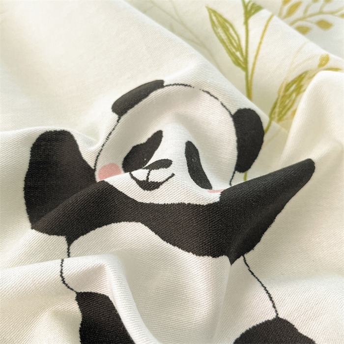 91家纺网 家纺一手货源 找家纺 宝士康家纺 2025新款10A抗菌全棉印花床笠 欢乐熊猫