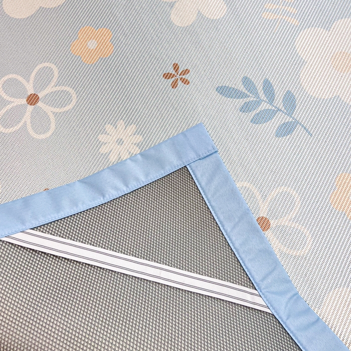 91家纺网 家纺一手货源 找家纺 慕尚家纺 2025新款数码印花床席床笠款冰藤席 床席款-花朵蓝