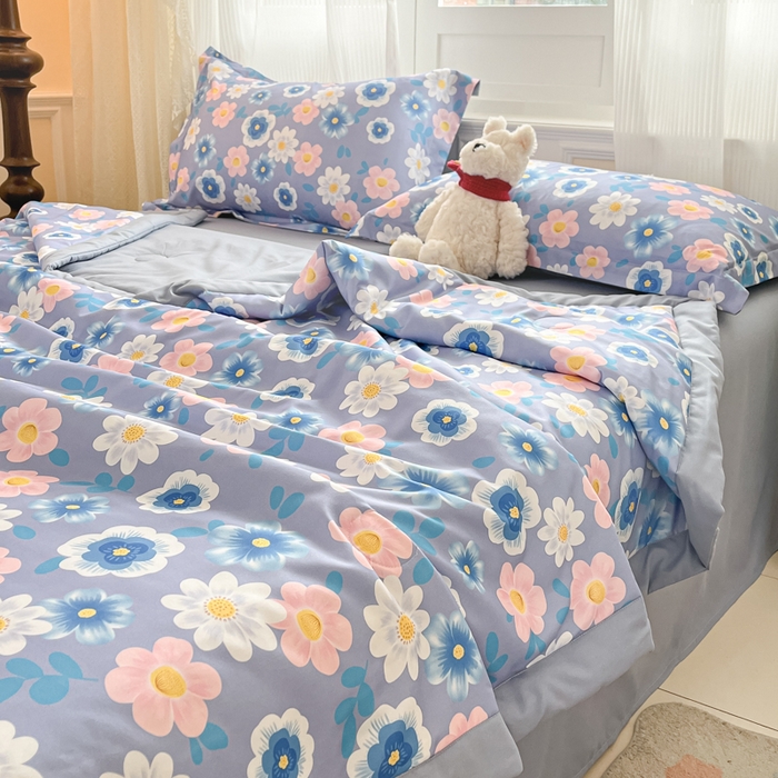 91家纺网 家纺一手货源 找家纺 宝士康家纺 2025新款水洗棉超声波压花夏被 被子被芯 安娜花园