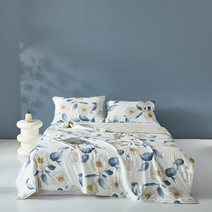 2025春夏新款100%双面锦纶美式印花夏被凉感空调被 淡雅花香