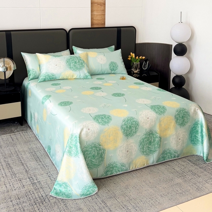 纽缦家纺 2025新款印花冰丝防滑床单 蒲公英