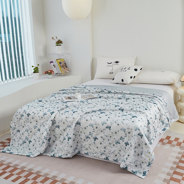 91家纺网 家纺一手货源 找家纺 被多多被业 2025新款凉感丝印花夏被夏凉被空调被 幻蝶