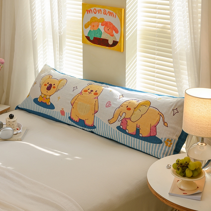 91家纺网 家纺一手货源 找家纺 雯雨2025新款A类卡通双人纱布枕套 好朋友