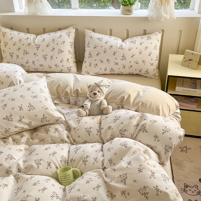 91家纺网 家纺一手货源 找家纺 玖明2025新款A类加厚柔软针织棉双层纱四件套 纯真时代